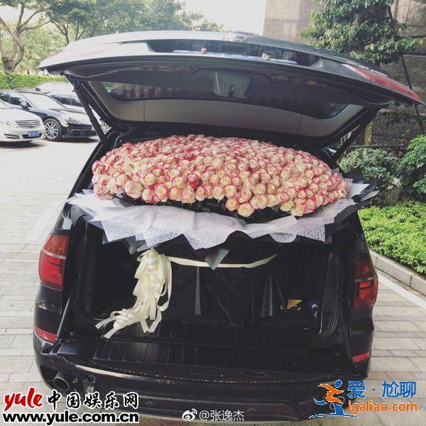 张逸杰遭土豪粉丝示爱 匿名赠送巨型玫瑰花束
