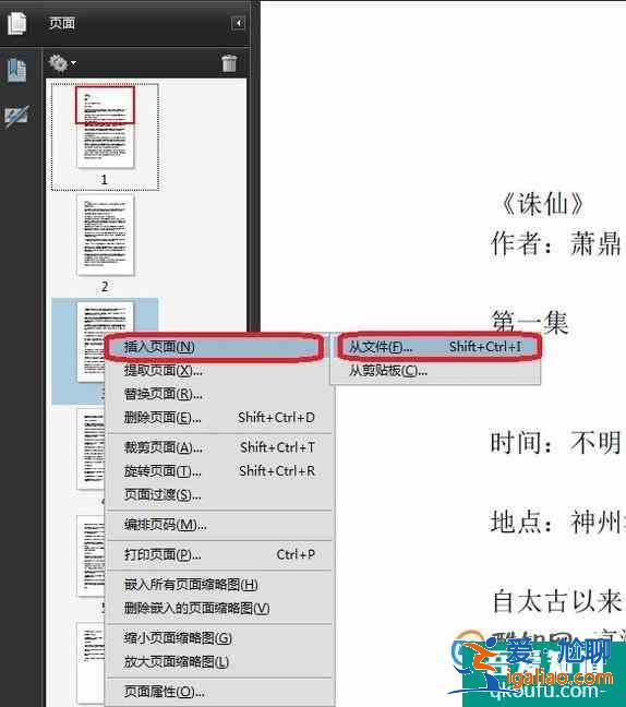 如何在一个PDF文件中插入另一个PDF文件？？