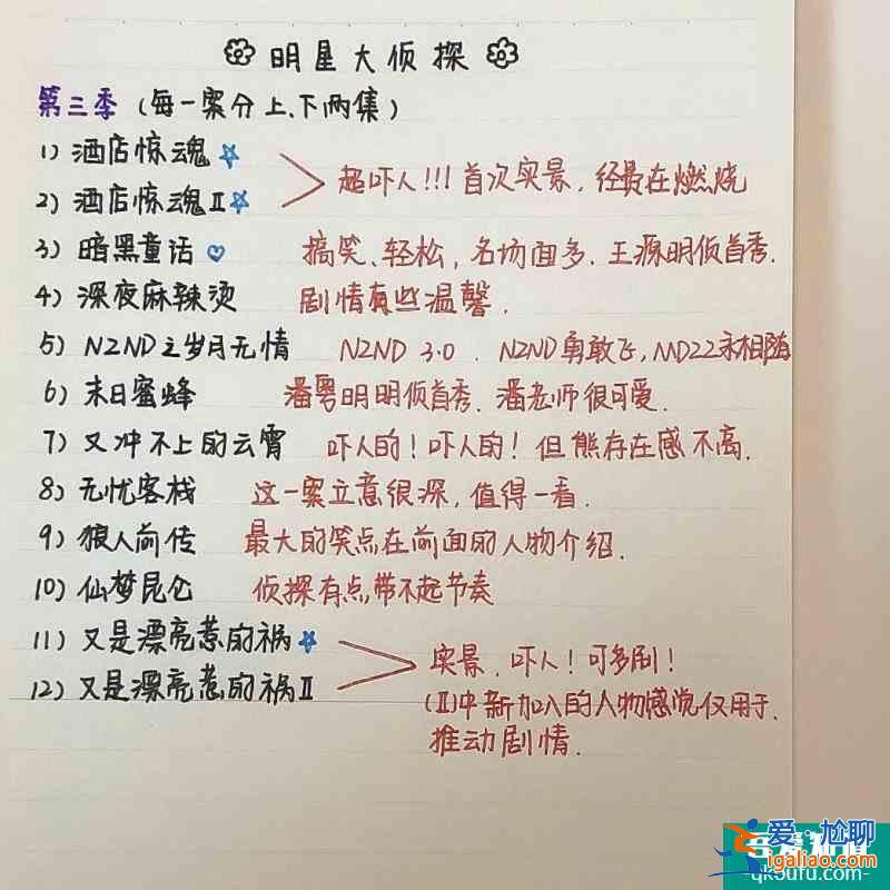正在看并多刷的综艺《明星大侦探》？