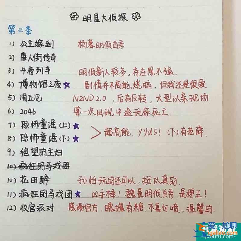正在看并多刷的综艺《明星大侦探》？
