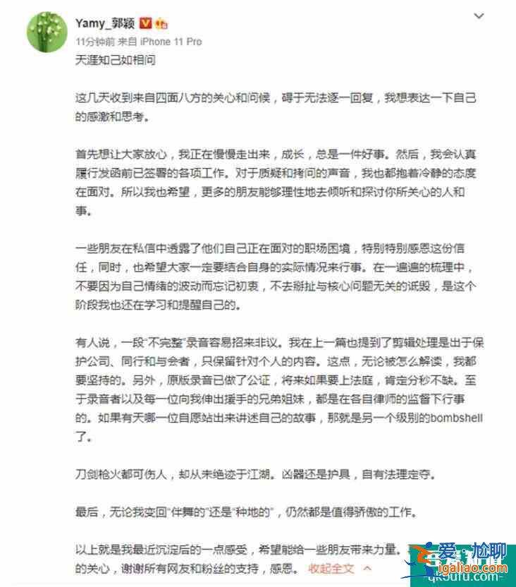Yamy再次发声回应争议 称录音剪辑是出于保护公司？