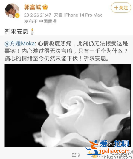 郭富城方媛悼念蔡天凤惹争议！网友愤怒假惺惺 几天过去现在才知道啊
