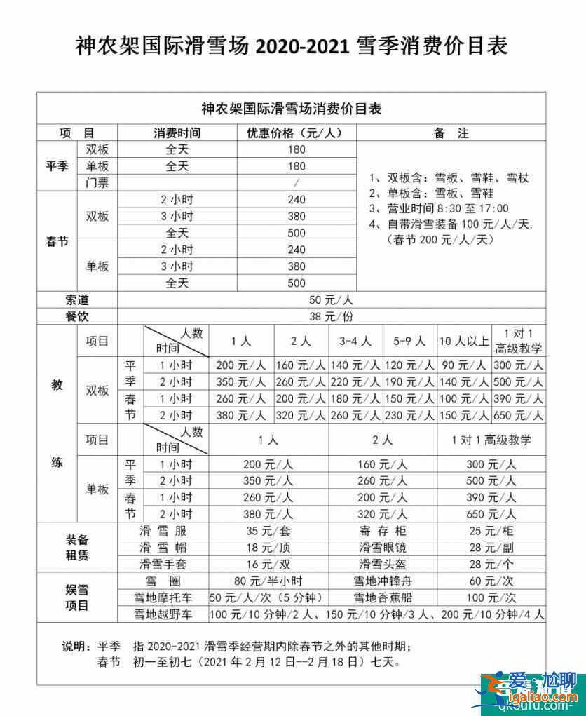 湖北神农架滑雪场门票多少钱 4大滑雪场各个都不一样哦？