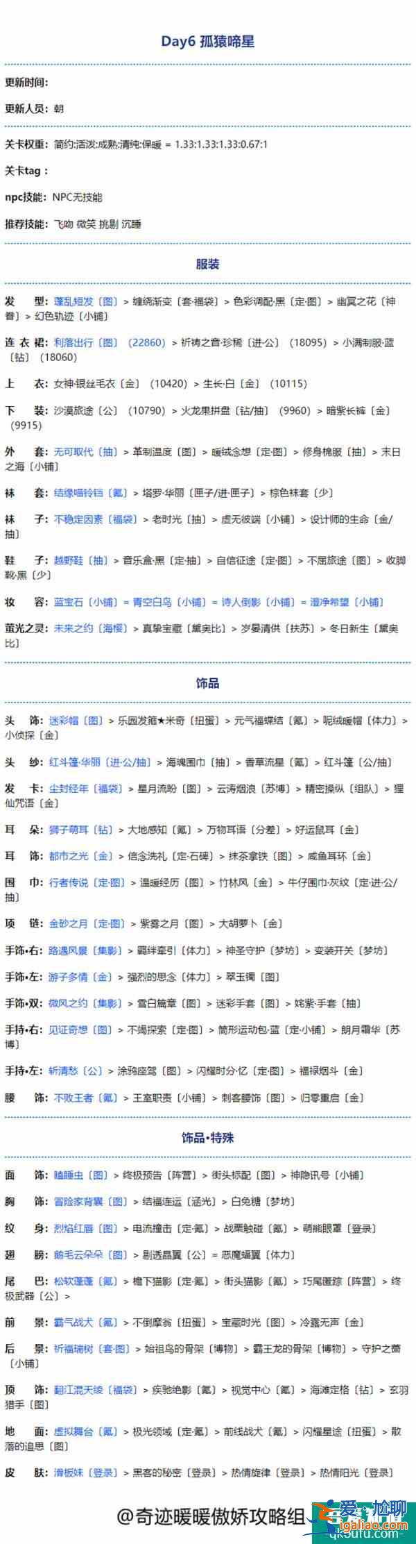 奇迹暖暖孤猿啼星怎么搭配 奇迹暖暖孤猿啼星极限搭配攻略？