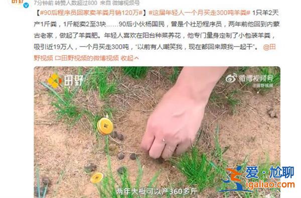 90后程序员回家卖羊粪，一个月销量120万卖出300吨[卖出300吨]？