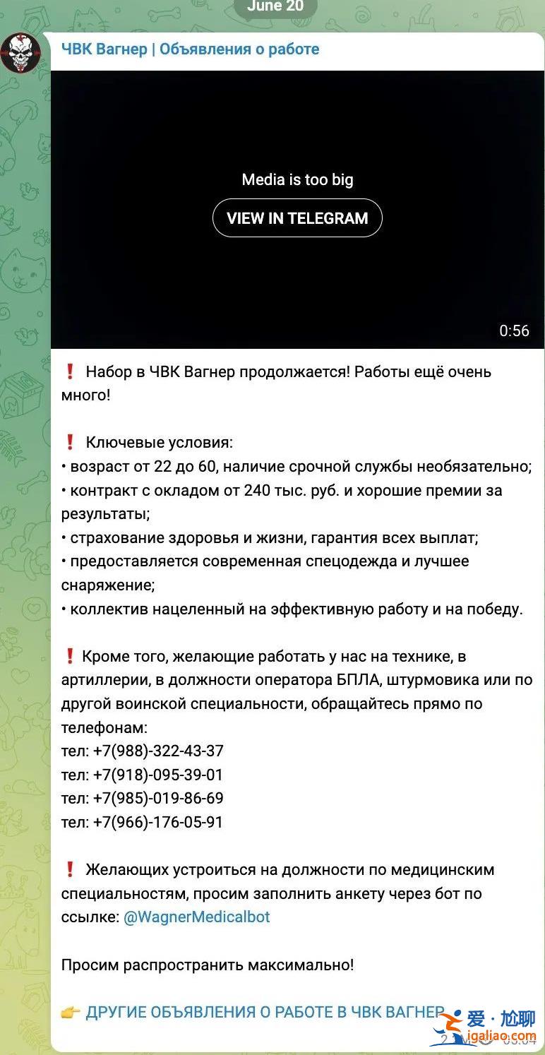 瓦格纳发布视频公开招募美国退伍老兵？承诺提供丰厚的报酬？？