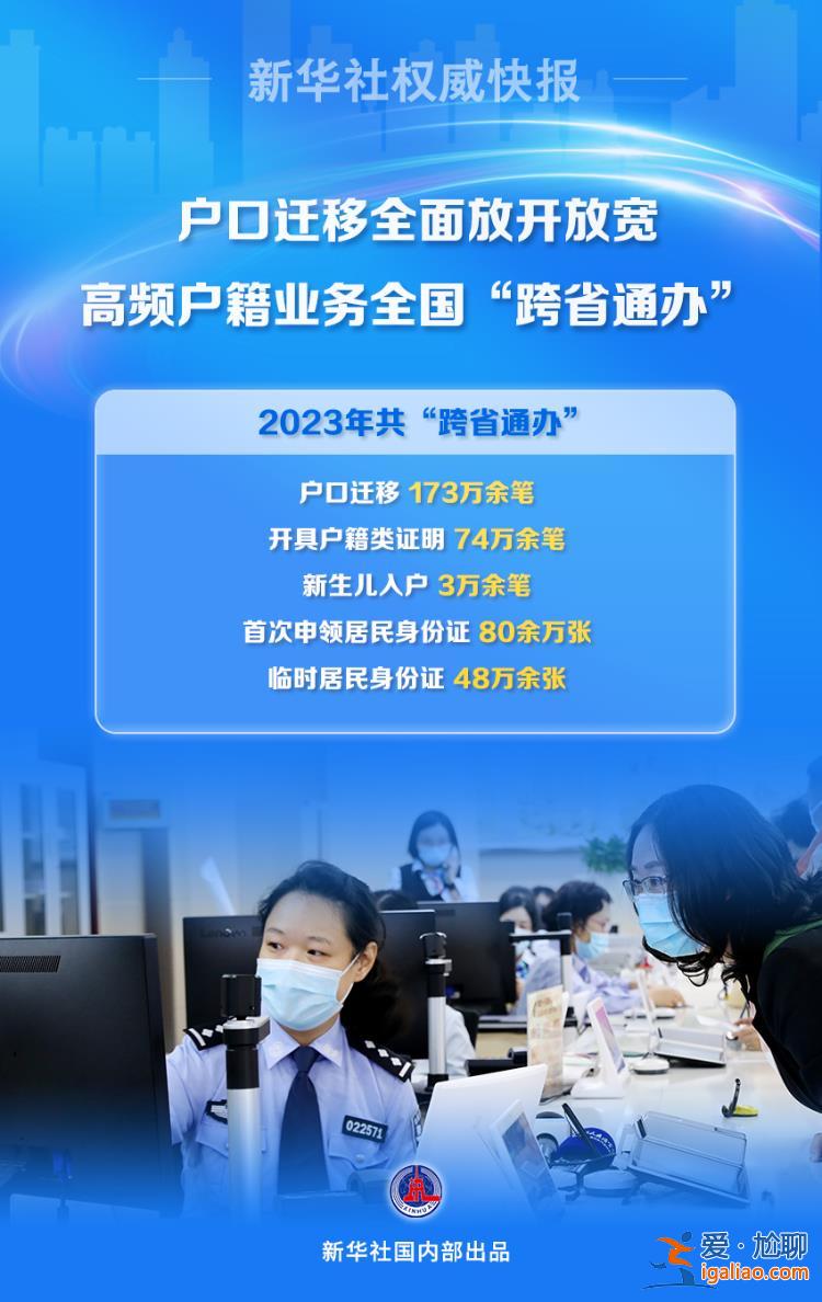 2023年共“跨省通办”户口迁移173万余笔？