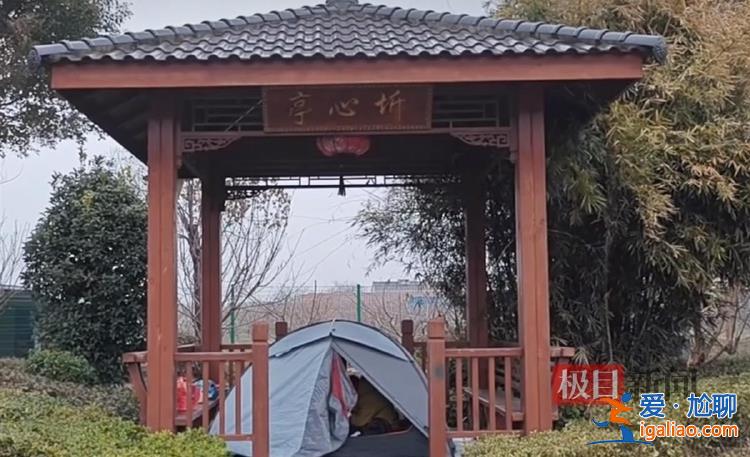 母子从上海骑行700公里回湖北过年 气温4°C在路边露营？