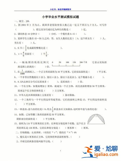 小学数学毕业升学试卷 小学升初中数学面试题？