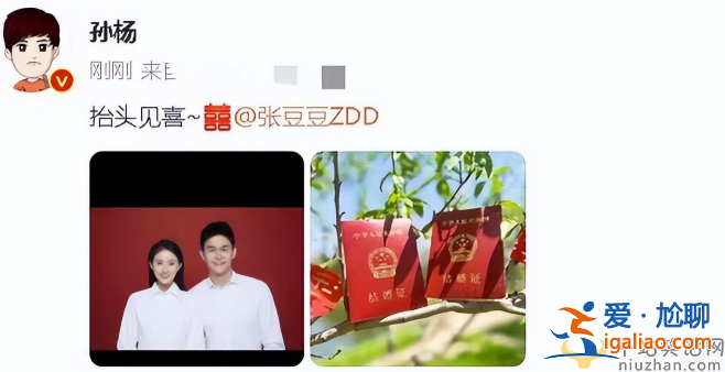 孙杨张豆豆官宣结婚!晒登记照满脸幸福，获得网友们一片祝福